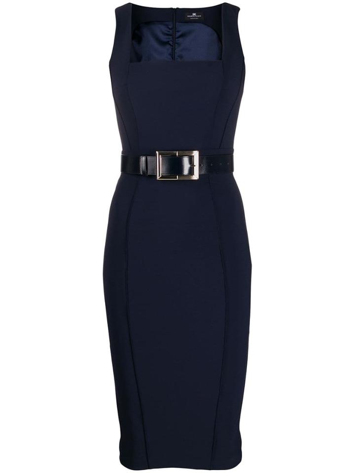 Elisabetta Franchi Belted Midi Dress - Blue