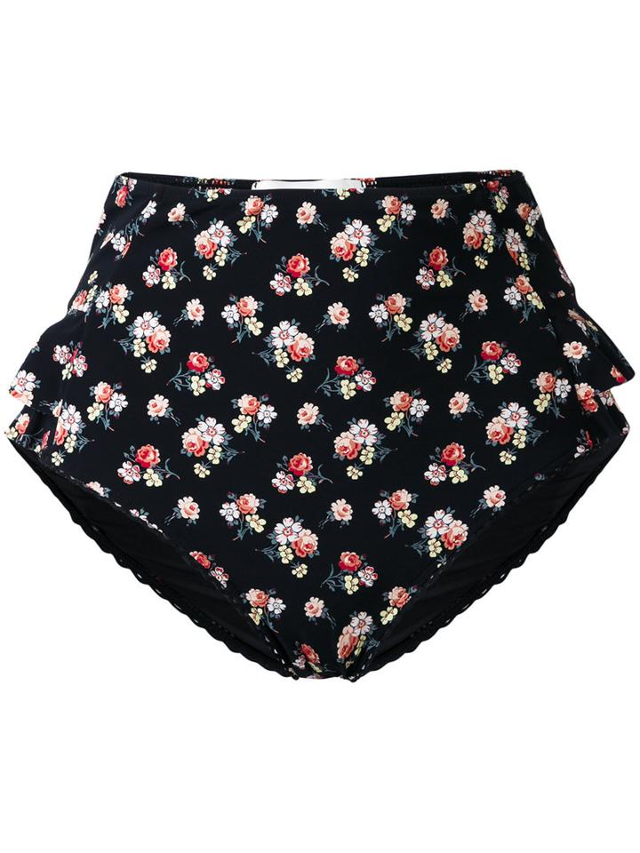 Stella Mccartney - Vintage Floral High-rise Bikini Bottoms - Women - Polyamide/polyester/spandex/elastane - M, Black, Polyamide/polyester/spandex/elastane