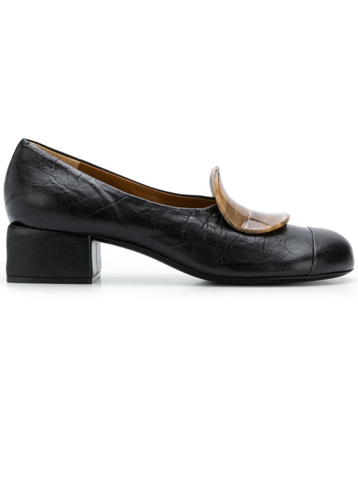 Marni Tortoise Shell Detailed Pumps - Black