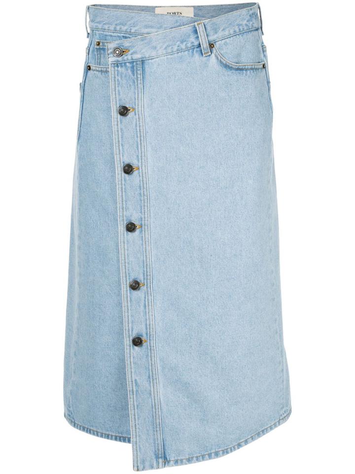 Ports 1961 Wrap Waist Denim Skirt - Blue