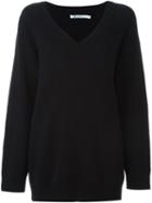 T By Alexander Wang Oversized V-neck Jumper, Women's, Size: Xs, Black, Cashmere/wool