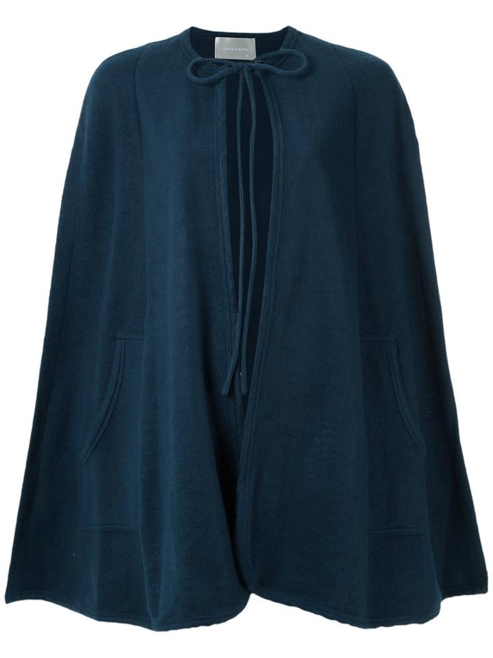 Lilly Sarti - Lace Up Cape - Women - Cotton/polyester - 38, Blue, Cotton/polyester