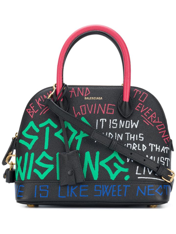 Balenciaga Ville Graffiti Top Handle Bag - Black