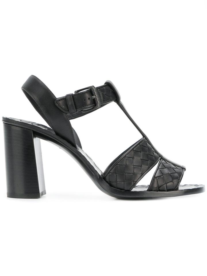 Bottega Veneta Nero Intrecciato Nappa Ravello Sandal - Black