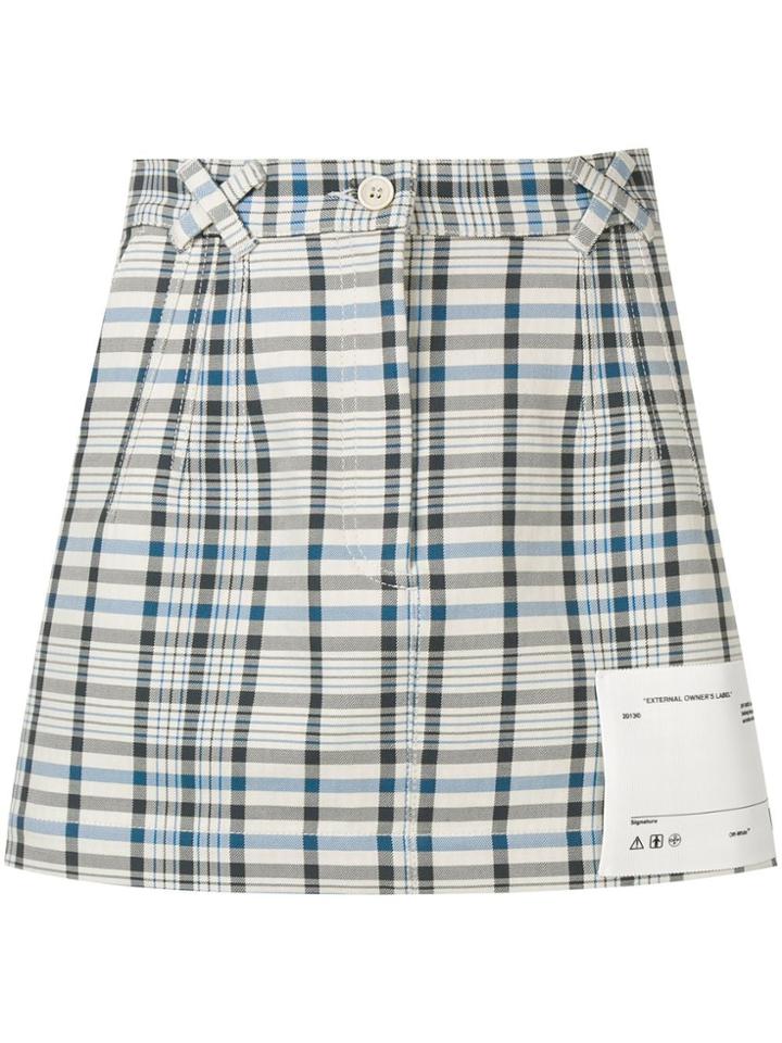 Off-white Check Print Mini Skirt - Neutrals