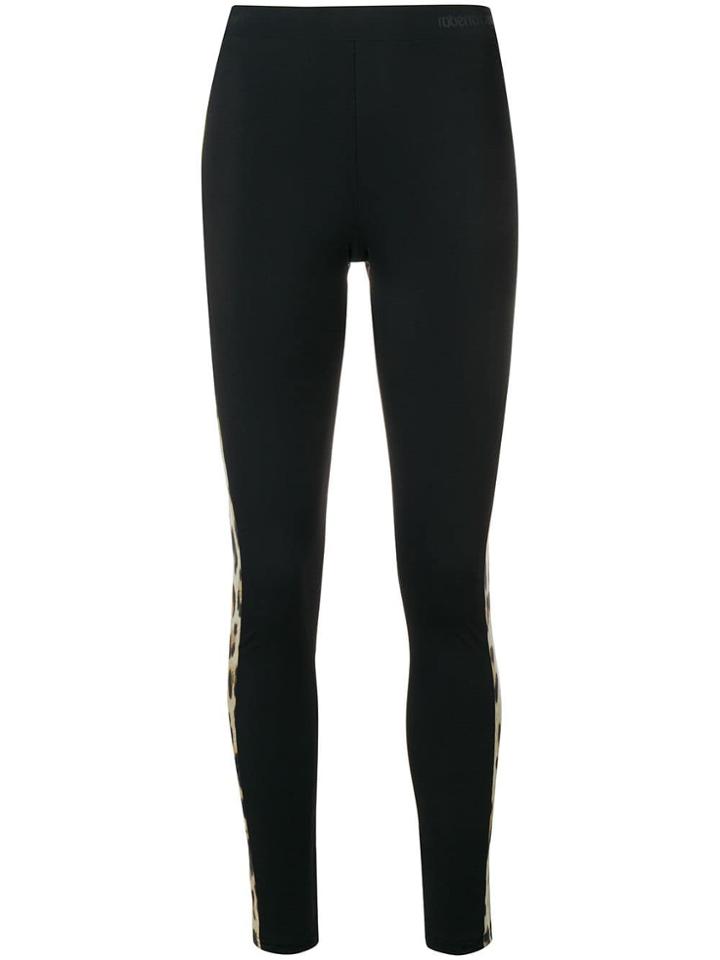 Roberto Cavalli Animal Print Side Stripe Leggings - Black