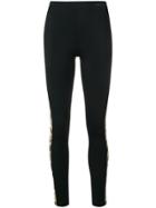 Roberto Cavalli Animal Print Side Stripe Leggings - Black
