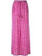 Le Sirenuse Palm Tree Print Trousers - Purple