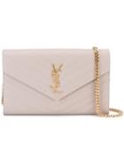 Saint Laurent Monogram Envelope Chain Wallet, Women's, Nude/neutrals, Calf Leather