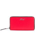 Karl Lagerfeld Signature Zip Around Wallet - Red