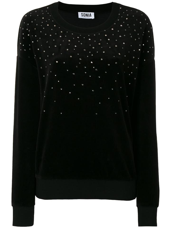 Sonia By Sonia Rykiel Embellished Sweatshirt, Women's, Size: Small, Black, Cotton/polyester/polyamide/glass