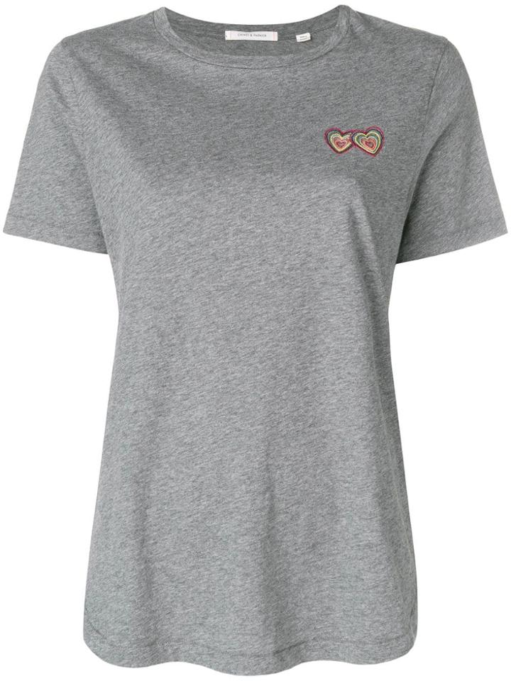 Chinti & Parker Heart Embroidered T-shirt - Grey