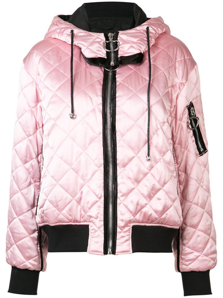 Nicopanda Quilted Bomber Jacket, Women's, Size: Small, Pink/purple, Silk/polyester