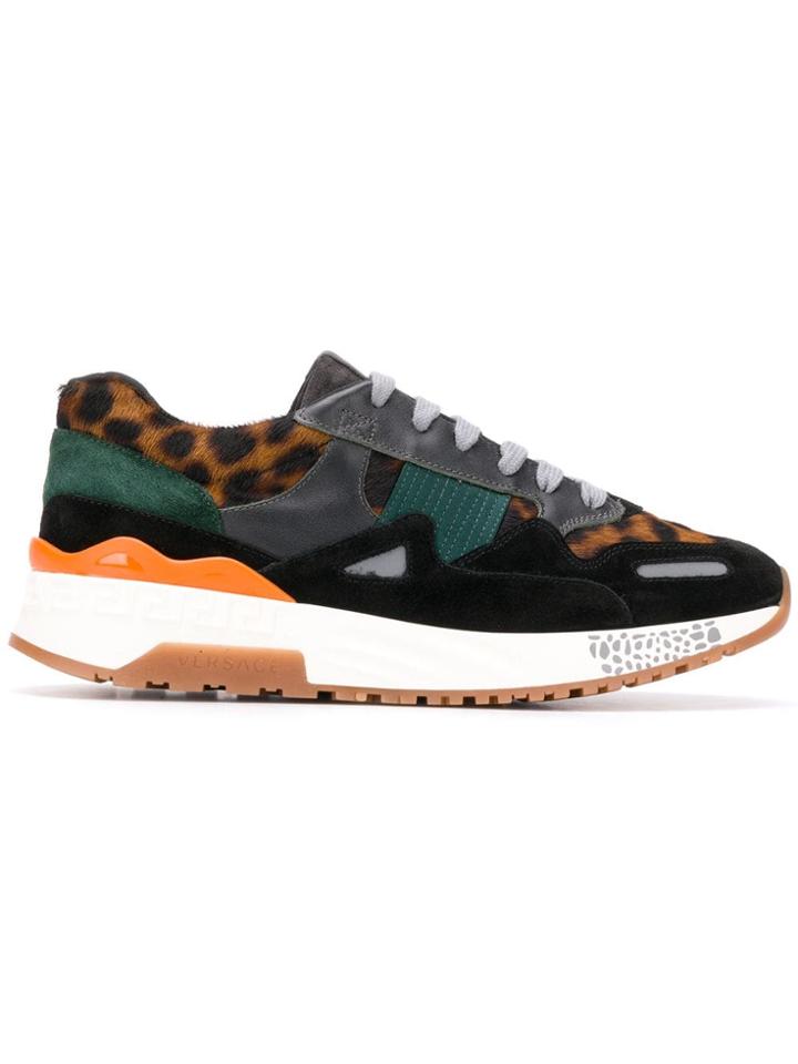 Versace Leopard Print Sneakers - Black
