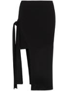Jacquemus Side Tie Knitted Midi Skirt - Black