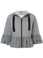 Red Valentino Ruffled Zipped Hoodie - Grey
