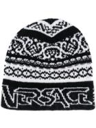 Versace Knitted Beanie Style Hat - Black