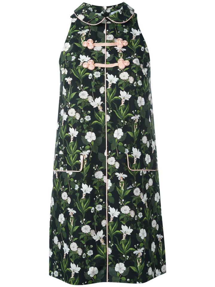 Vivetta - Floral-print Mini Dress - Women - Cotton - 38, Women's, Green, Cotton
