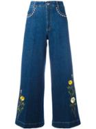 Stella Mccartney Floral Patch Flared Jeans - Blue