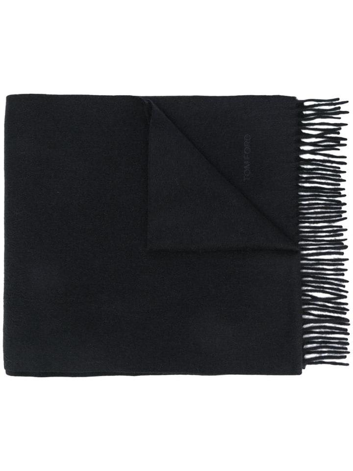 Tom Ford Fringed Cashmere Scarf - Blue