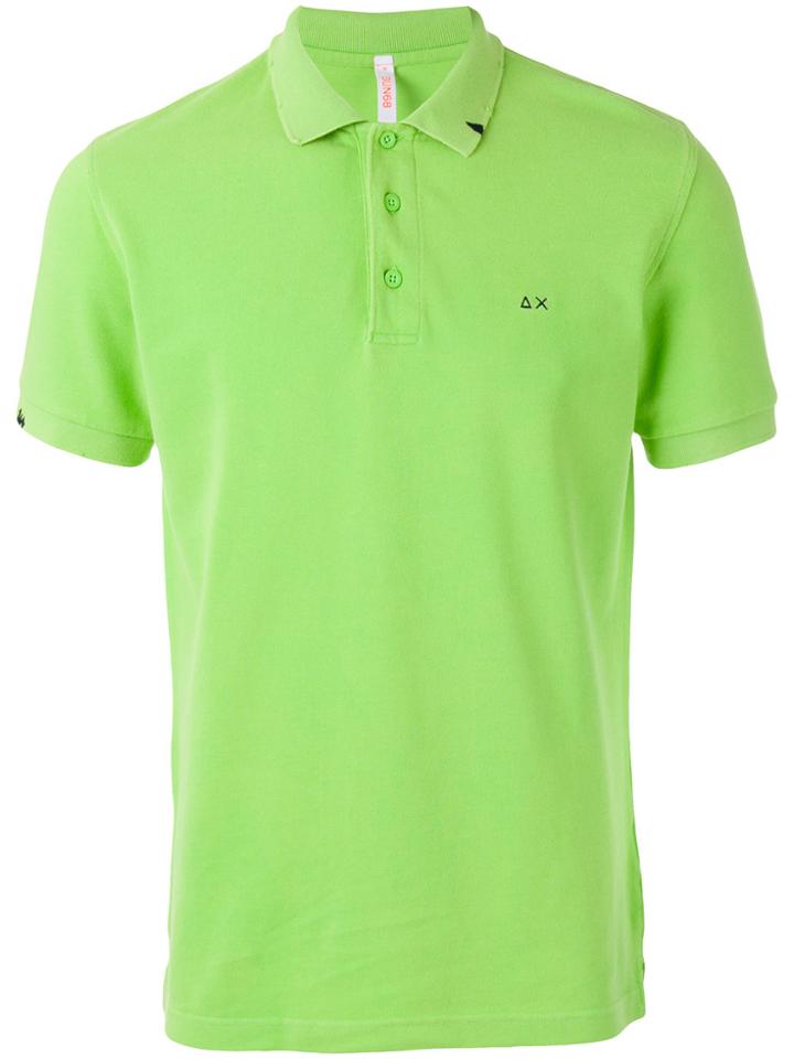 Sun 68 Contrast Logo Polo Shirt - Green