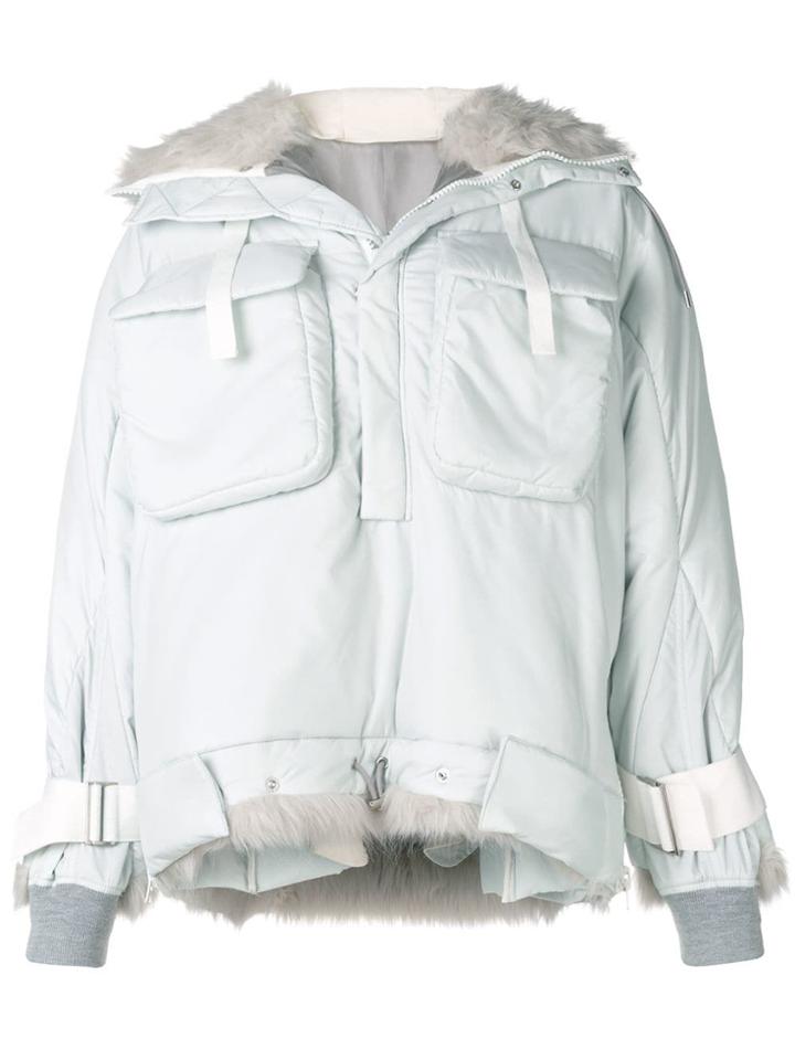 Sacai Faux-fur Trim Hooded Coat - Grey