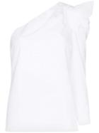 Les Reveries One-shouldered Pouf Sleeve Cotton Blouse - White