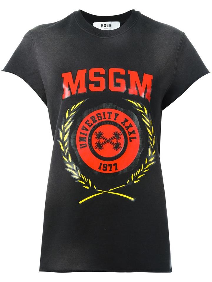 Msgm Logo Print Shortsleeved Sweatshirt, Women's, Size: Medium, Black, Cotton
