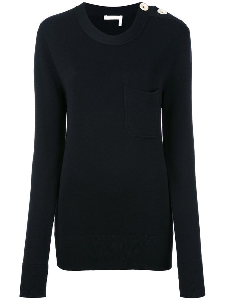 Chloé - Fitted Knitted Top - Women - Wool - Xs, Blue, Wool