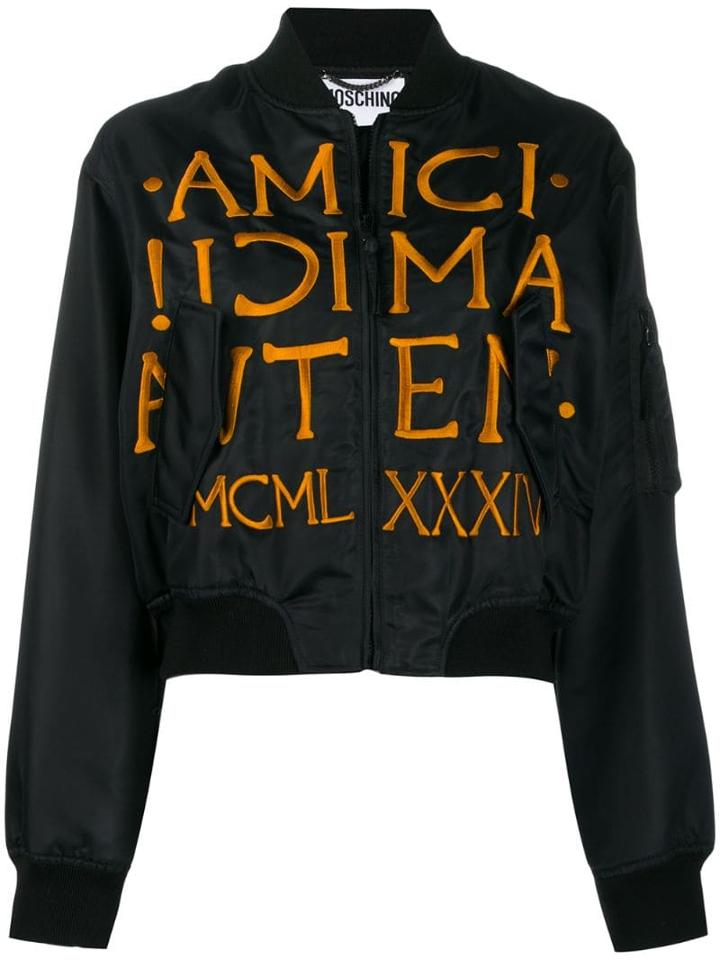 Moschino Roman Embroidery Bomber Jacket - Black