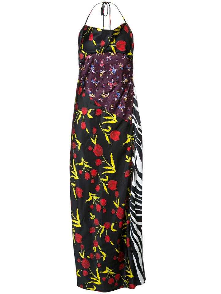 Attico Patchwork Slip Dress - Black