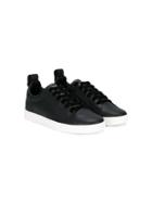 Msgm Kids Low Top Velvet Lace-up Sneakers - Black
