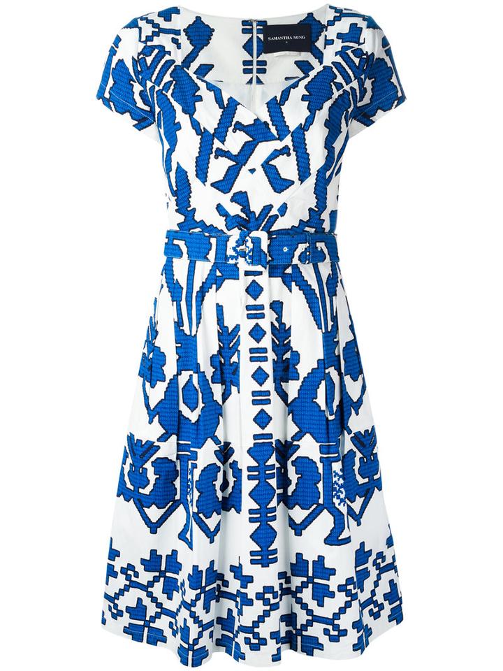 Samantha Sung 'ivette' Dress, Women's, Size: 6, Blue, Cotton/spandex/elastane