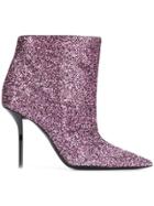 Saint Laurent Sequinned Ankle Boots - Pink & Purple