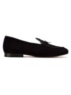 Blue Bird Shoes Suede Bow Tie Loafers - Black