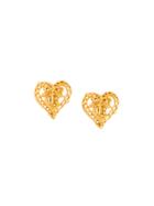 Christian Lacroix Vintage Baroque Heart Earrings - Yellow & Orange