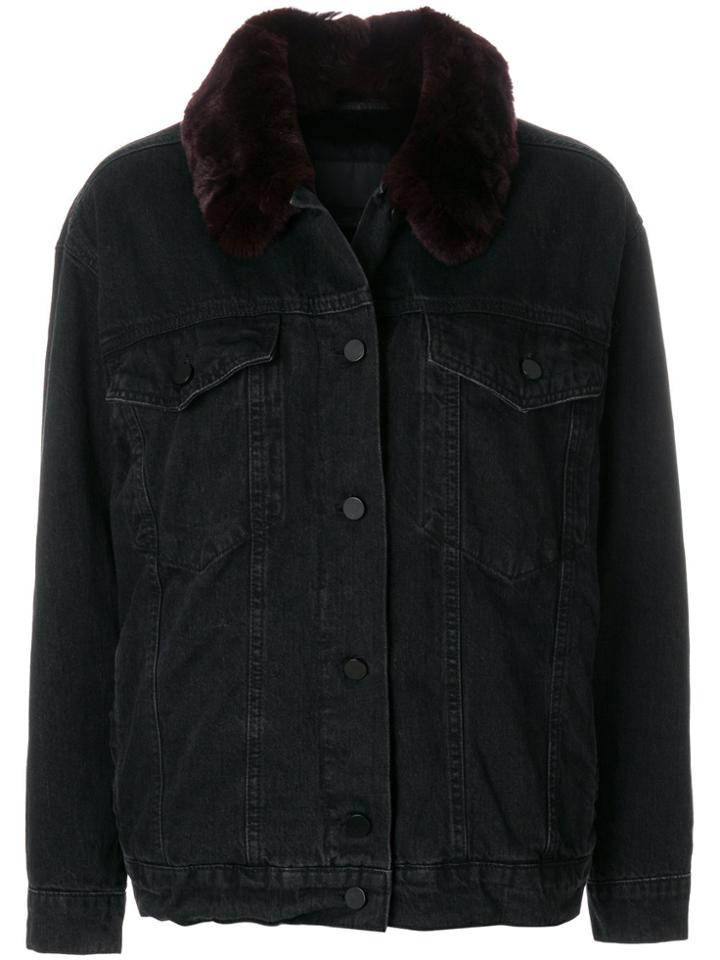 Alexander Wang Rabbit Fur Trim Denim Jacket - Black