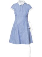 Sandy Liang Striped Dress, Women's, Size: 36, Blue, Cotton
