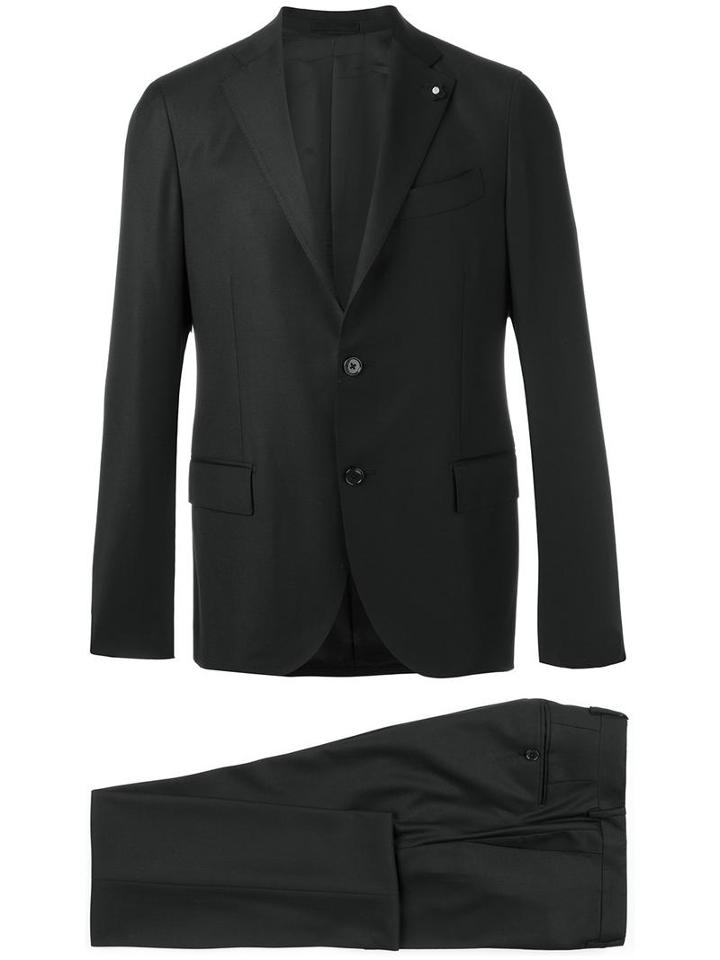 Lardini Two Piece Suit, Men's, Size: 56, Black, Cotton/cupro/viscose/wool