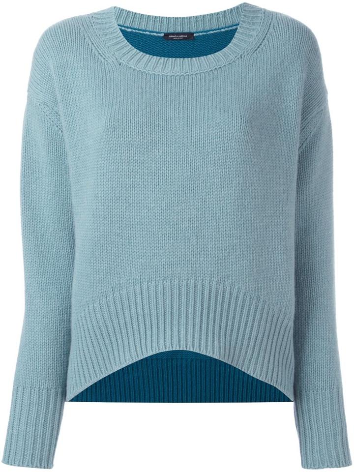 Roberto Collina Colour Block Long Sleeve Sweater, Women's, Size: Xs, Blue, Cashmere/merino