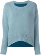 Roberto Collina Colour Block Long Sleeve Sweater, Women's, Size: Xs, Blue, Cashmere/merino
