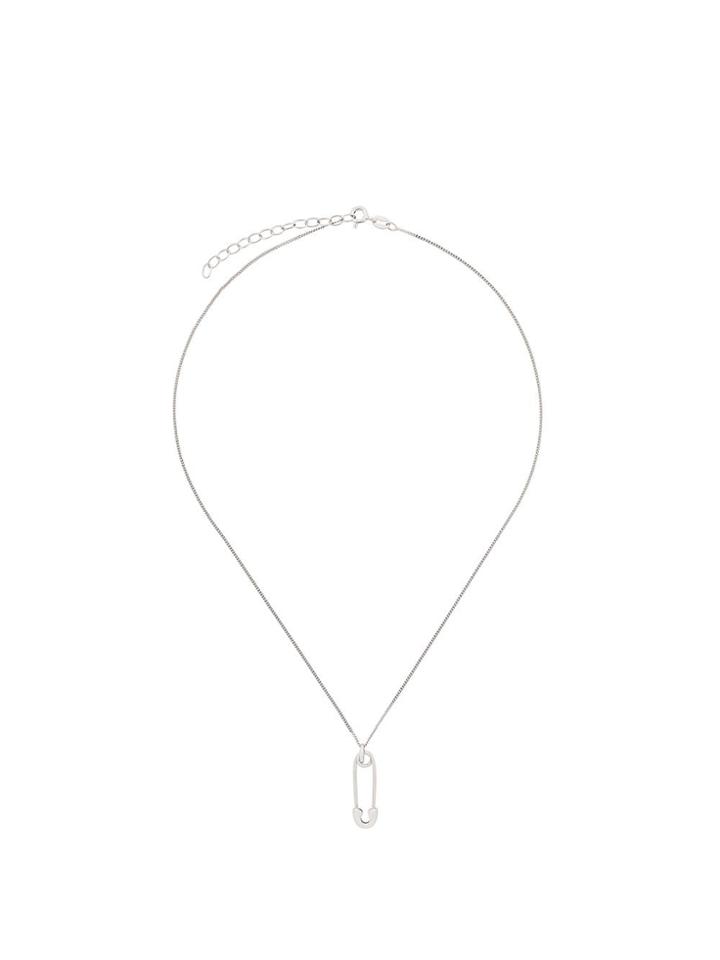 True Rocks Safety Pin Pendant Necklace - Silver