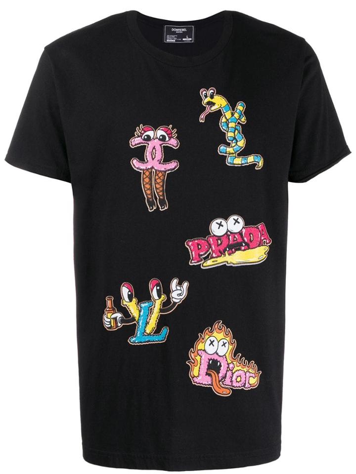 Domrebel Patchwork Print T-shirt - Black