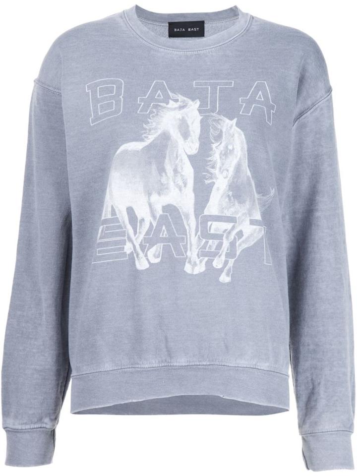 Baja East Horse Print Sweatshirt, Women's, Size: 1, Grey, Cotton/modal/polyester