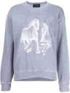 Baja East Horse Print Sweatshirt, Women's, Size: 1, Grey, Cotton/modal/polyester