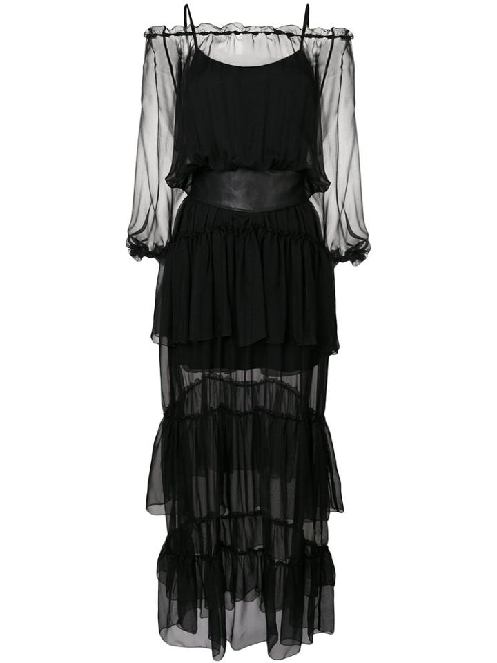 Federica Tosi Tiered Off Shoulder Dress - Black