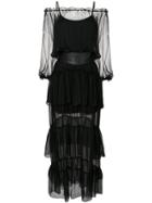 Federica Tosi Tiered Off Shoulder Dress - Black