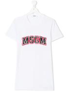 Msgm Kids Teen Sequin Logo T-shirt - White
