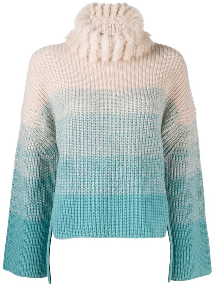 Fendi Gradient Roll Neck Jumper - Blue