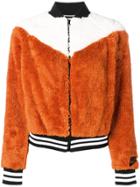 Nike Textured Colour Block Bomber Jacket - Orange
